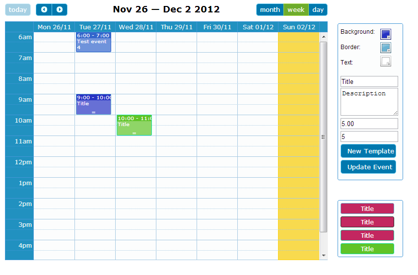 Full Calendar Example with Client Side Edits Full Calendar Example with Client Side Edits